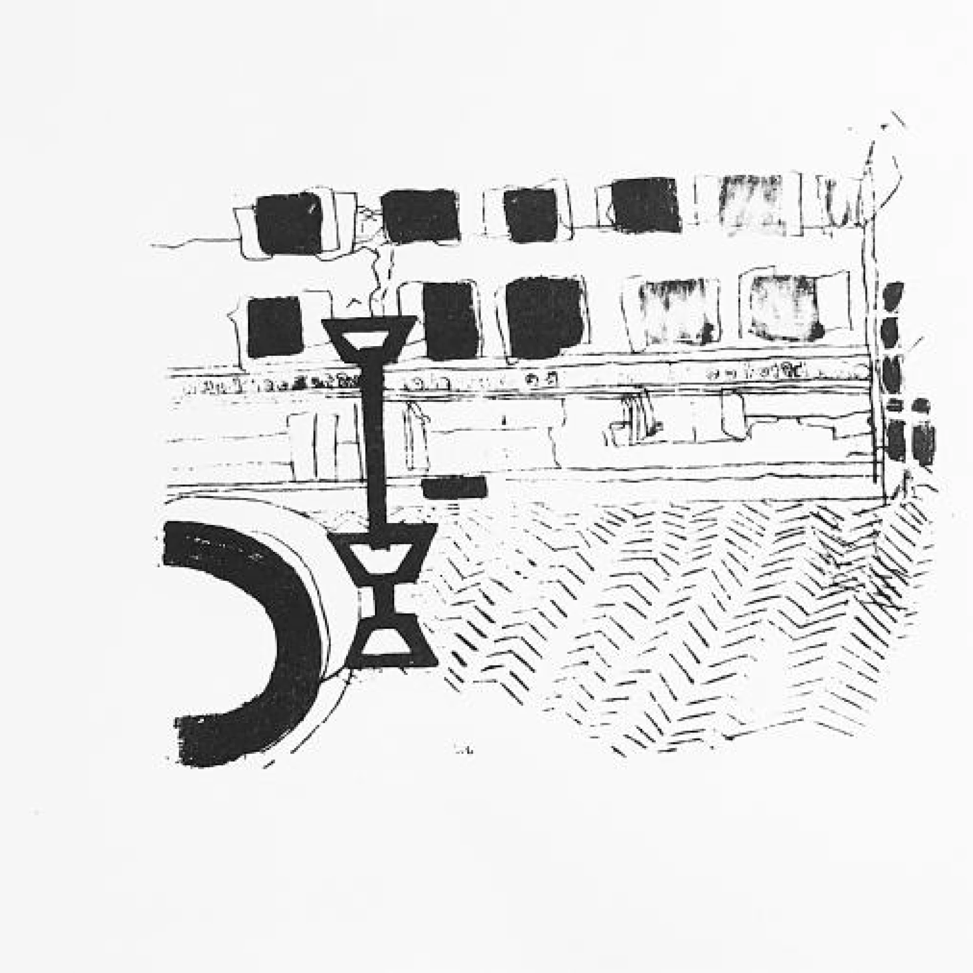 Connecting places
Am neuen Markt - Entwurf für eine Briefmarke, Linda Furker, Lithografie, 25 x 27 cm, September 2018, Bremen
Foto: Linda Furker