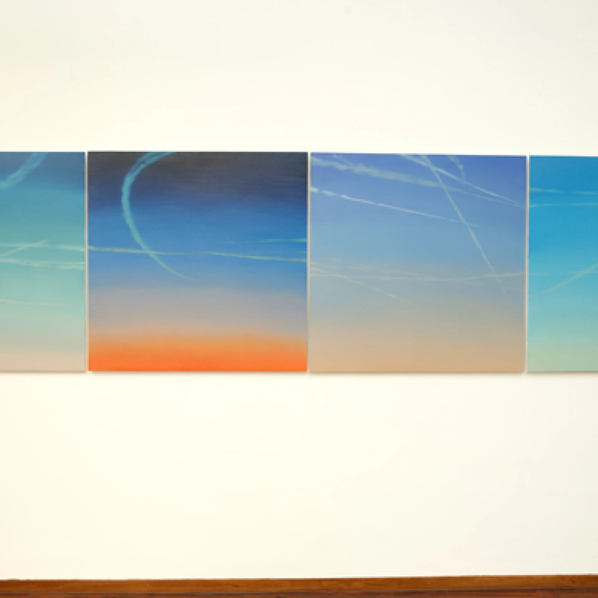 *Naturalia Kondensstreifen*, 2009, oil on paper, je 100 x 100 cm