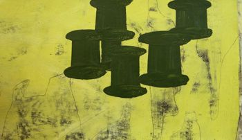o.T., 2006, oil paint, graphite and wax on paper, 29 x 50 cm