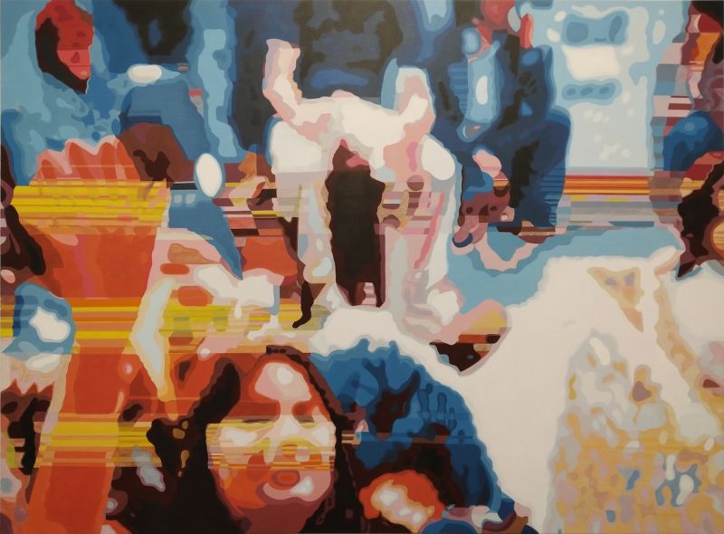*The world of yesterday (somehow)*, 2023, 110 x 150 cm, acrylic on nettle, photo: Frank Scheffka, Bremen, © VG Bild Kunst