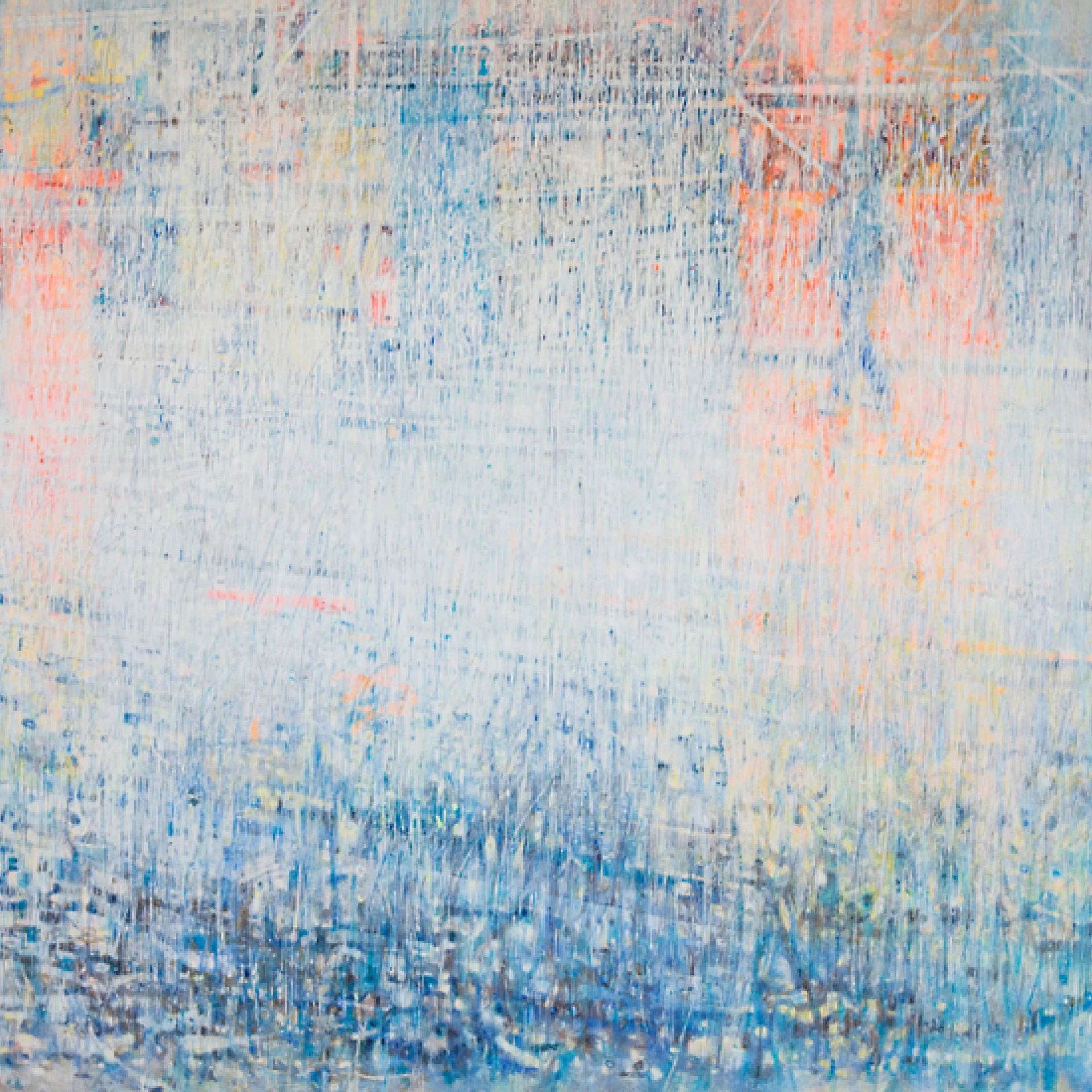 *Rain # 04 // White Noise*, 2010, Acrylic and watercolour on canvas, 200 x 330 cm