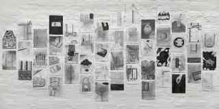 *49 days*, 2023, charcoal and pastel on paper, 49 pieces, each 29.7 x 21 cm